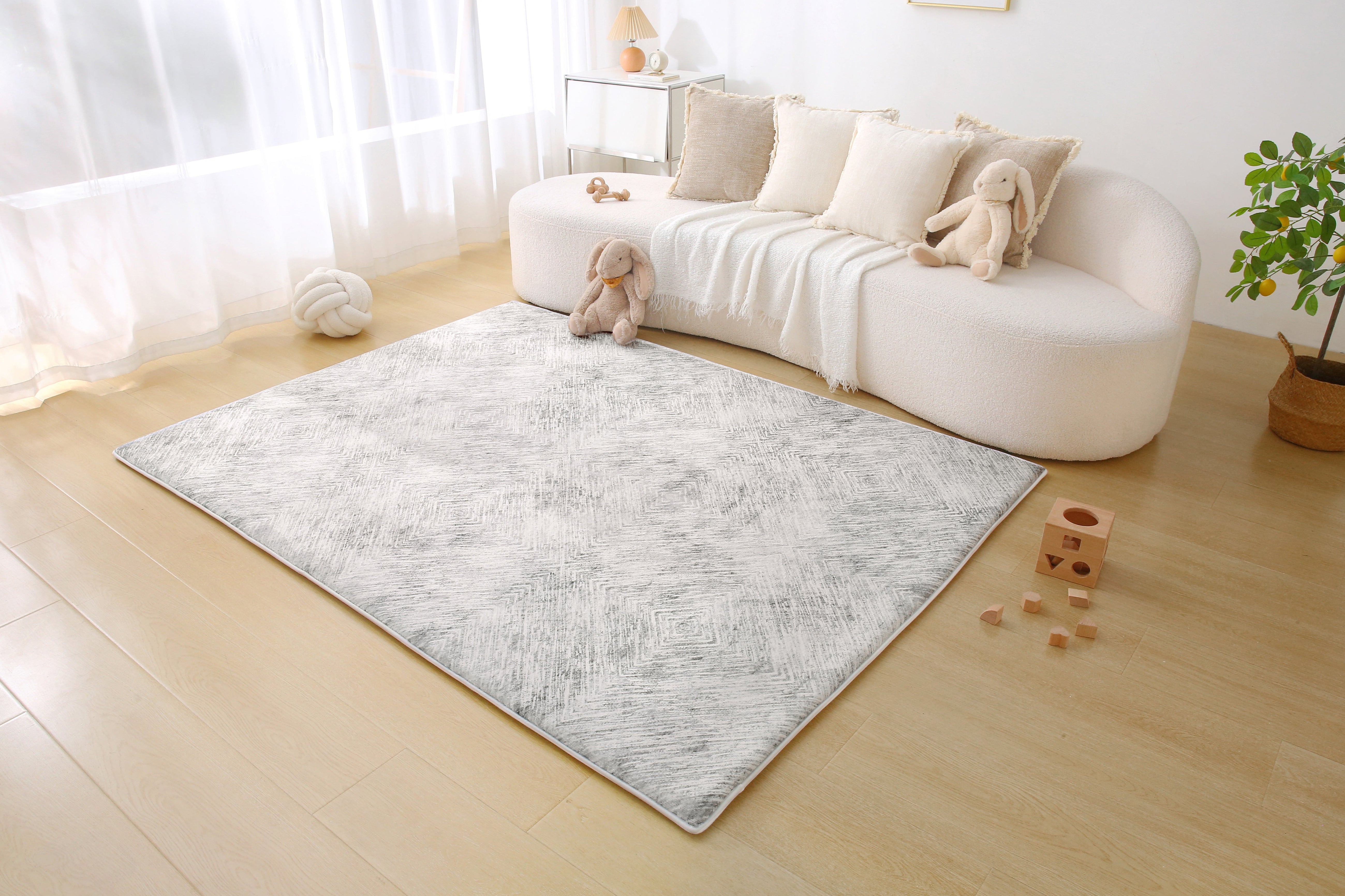 Plush Play Mat - Ikat Diamond - Stone Grey