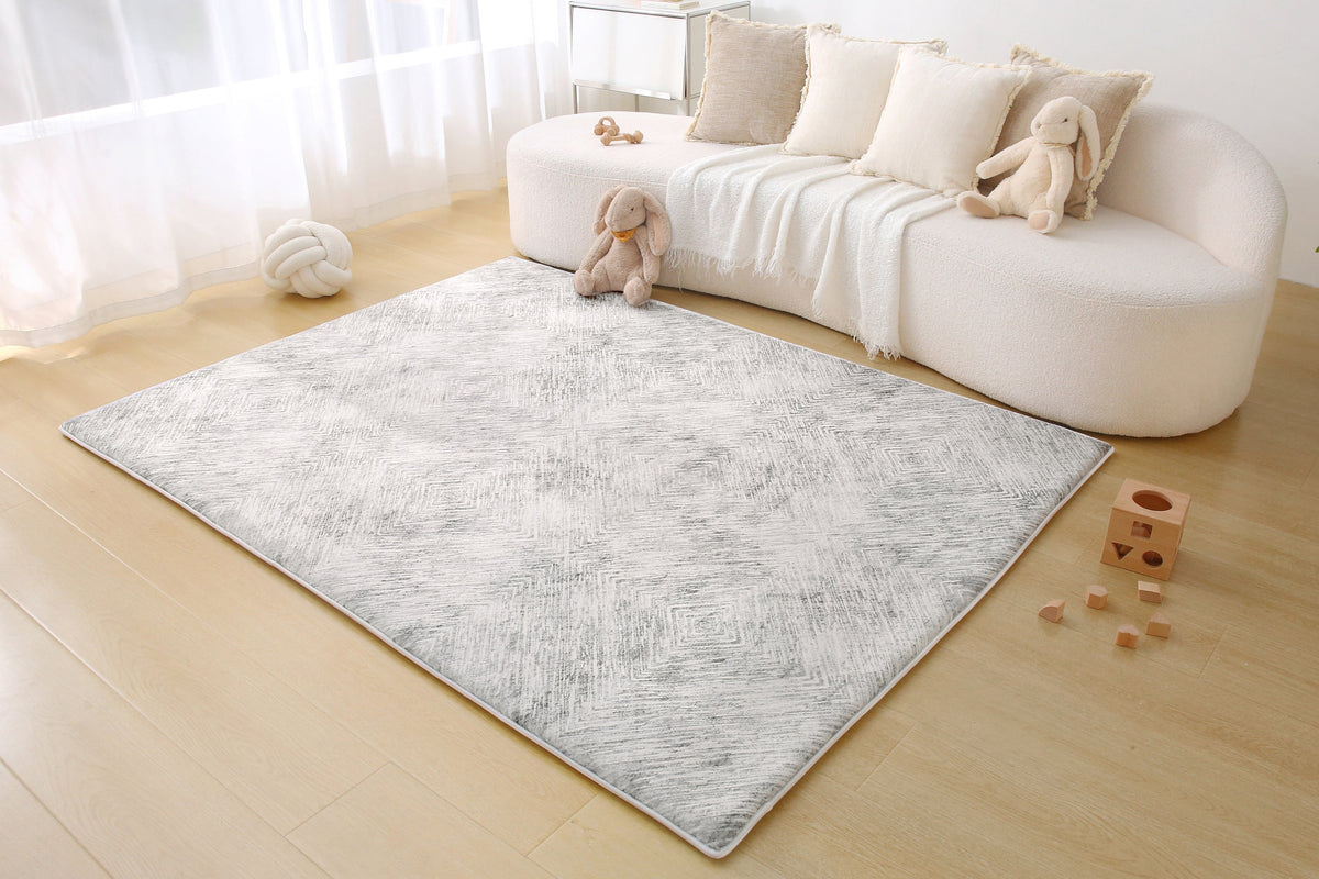 Plush Play Mat - Ikat Diamond - Stone Grey