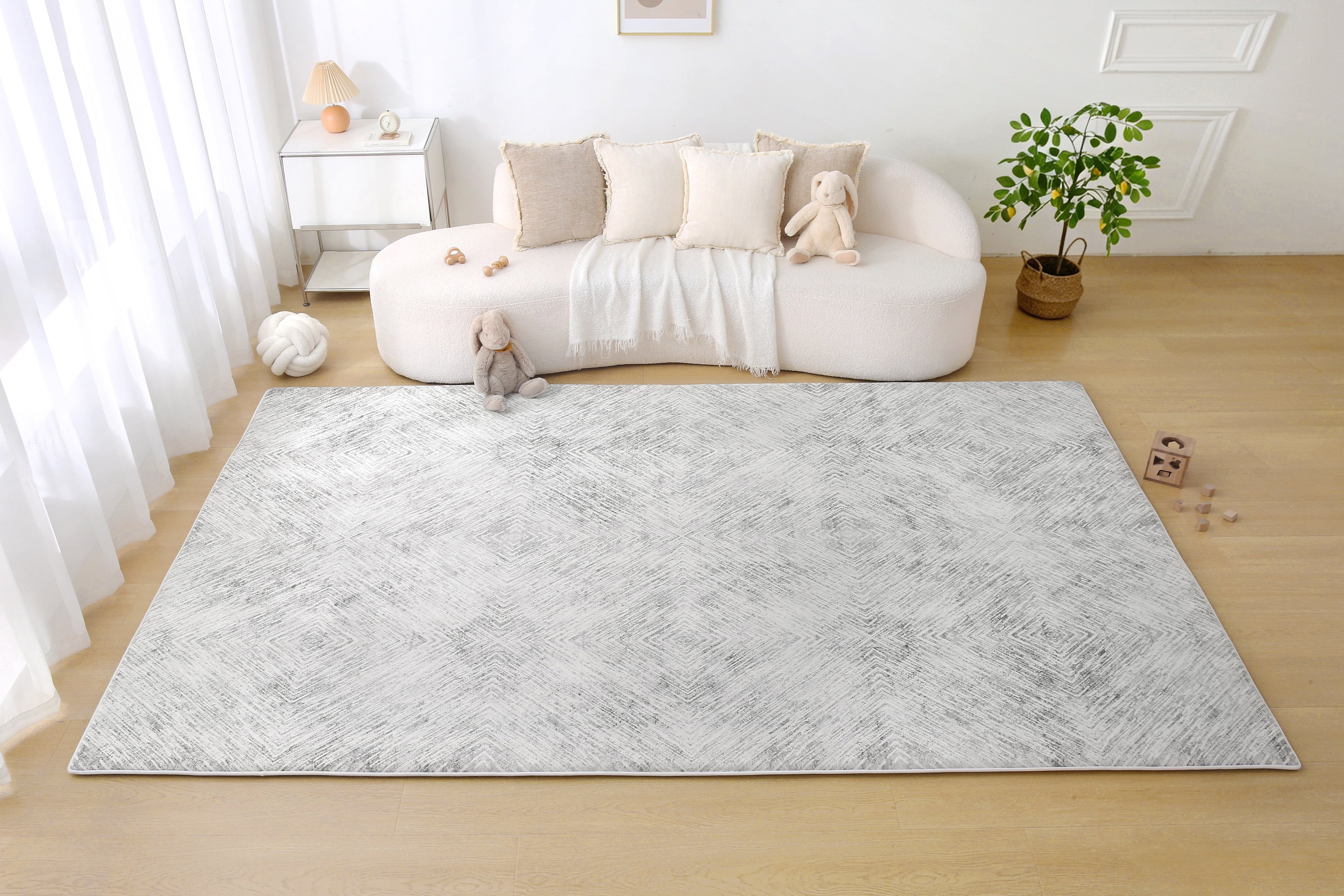 Plush Play Mat - Ikat Diamond - Stone Grey
