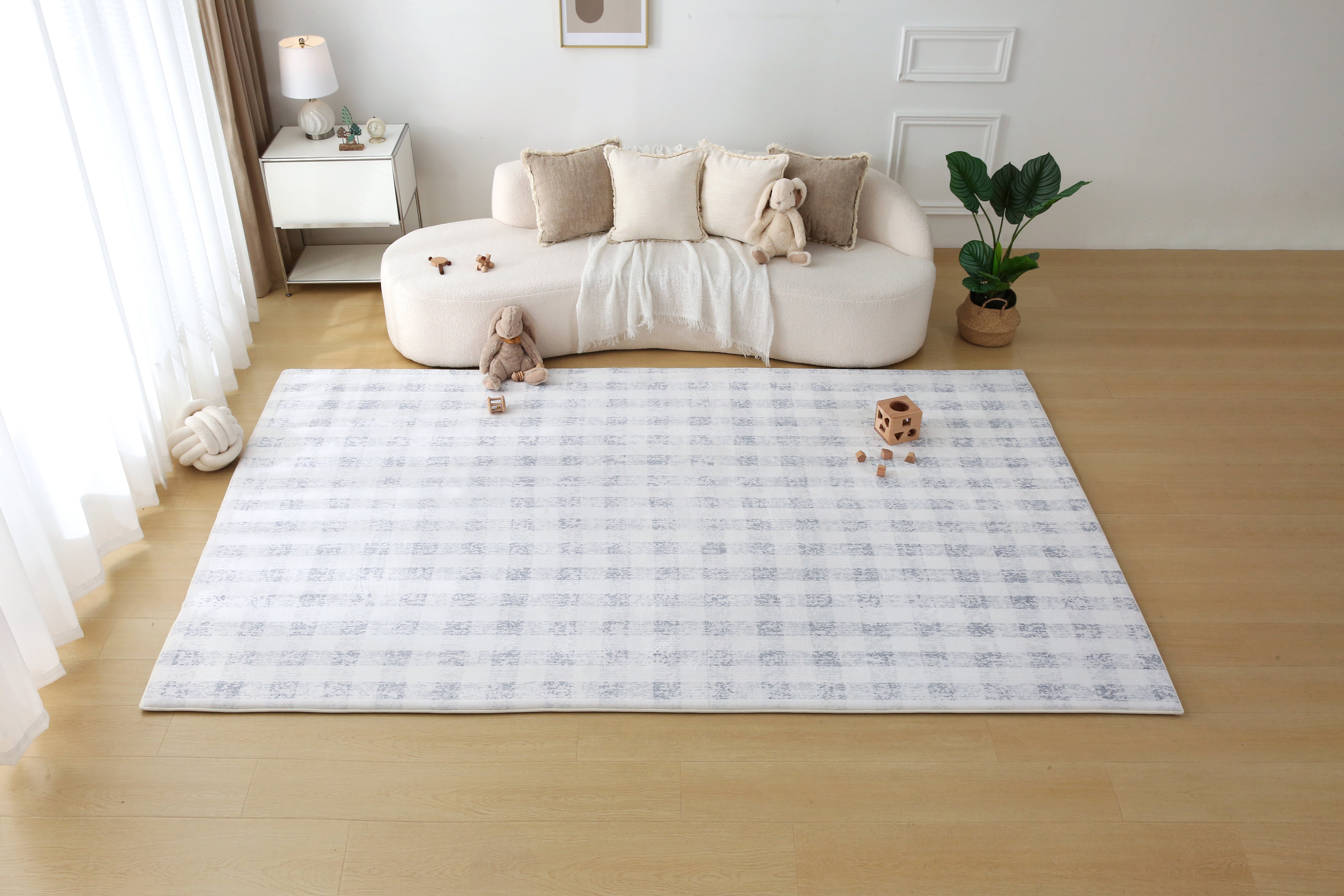Plush Play Mat - Gingham - Denim
