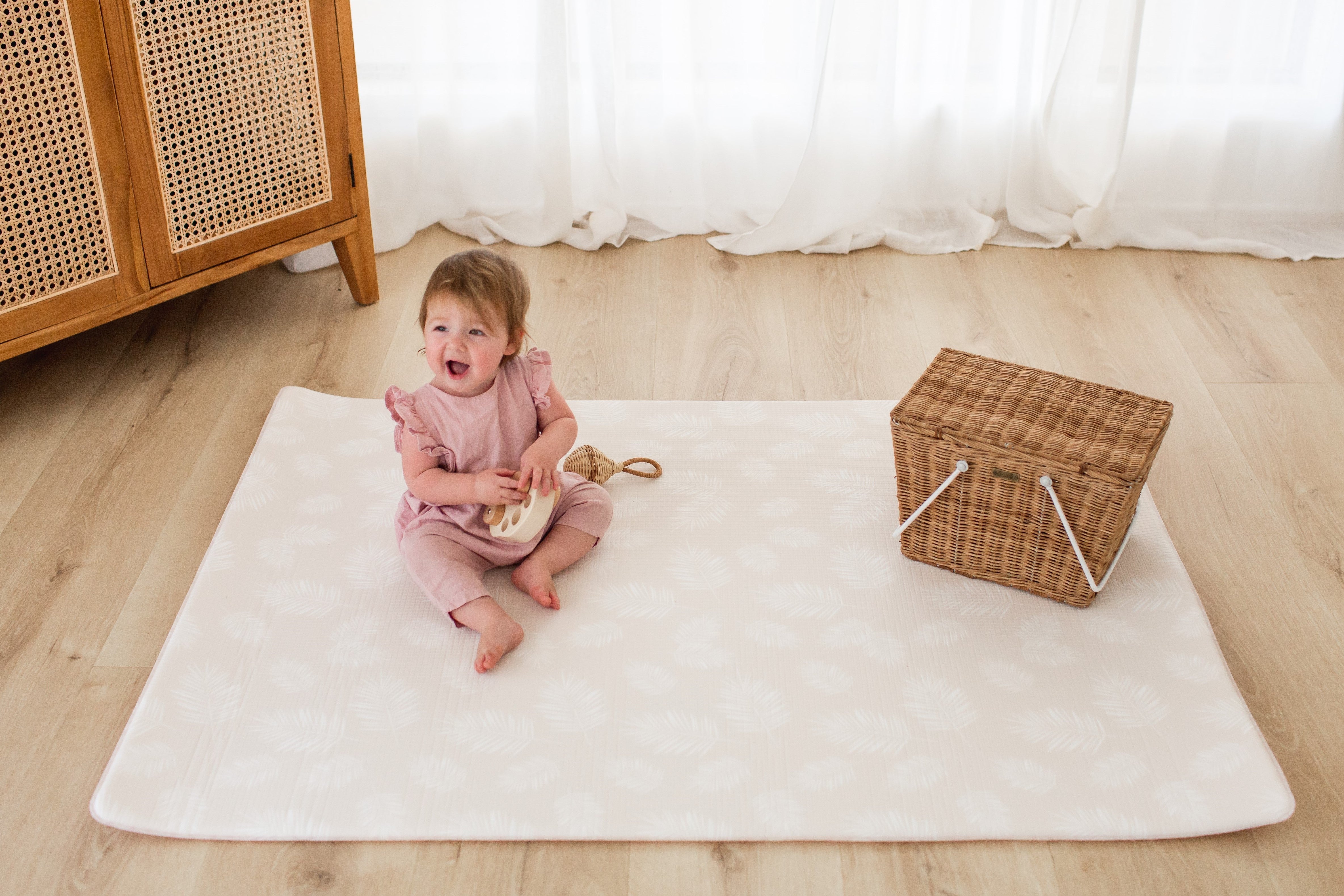 SMALL: Rust Petal / Neutral Palm Leaf Play Mat