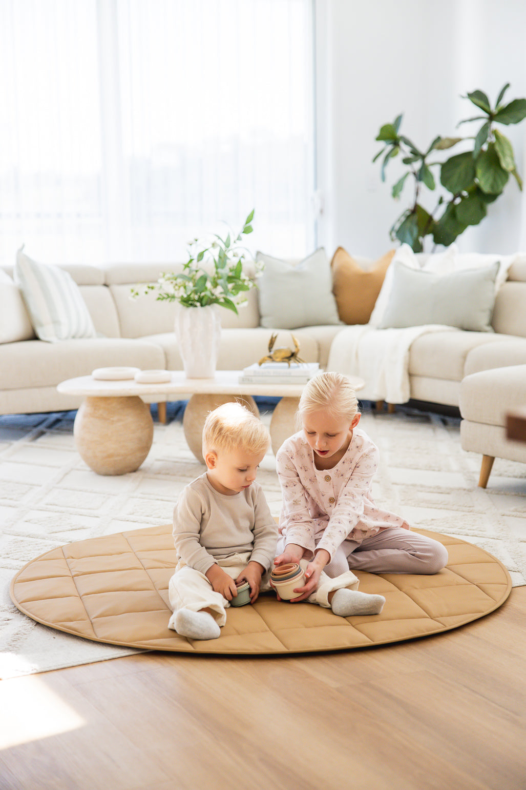 Quilted Play Mat - Tan