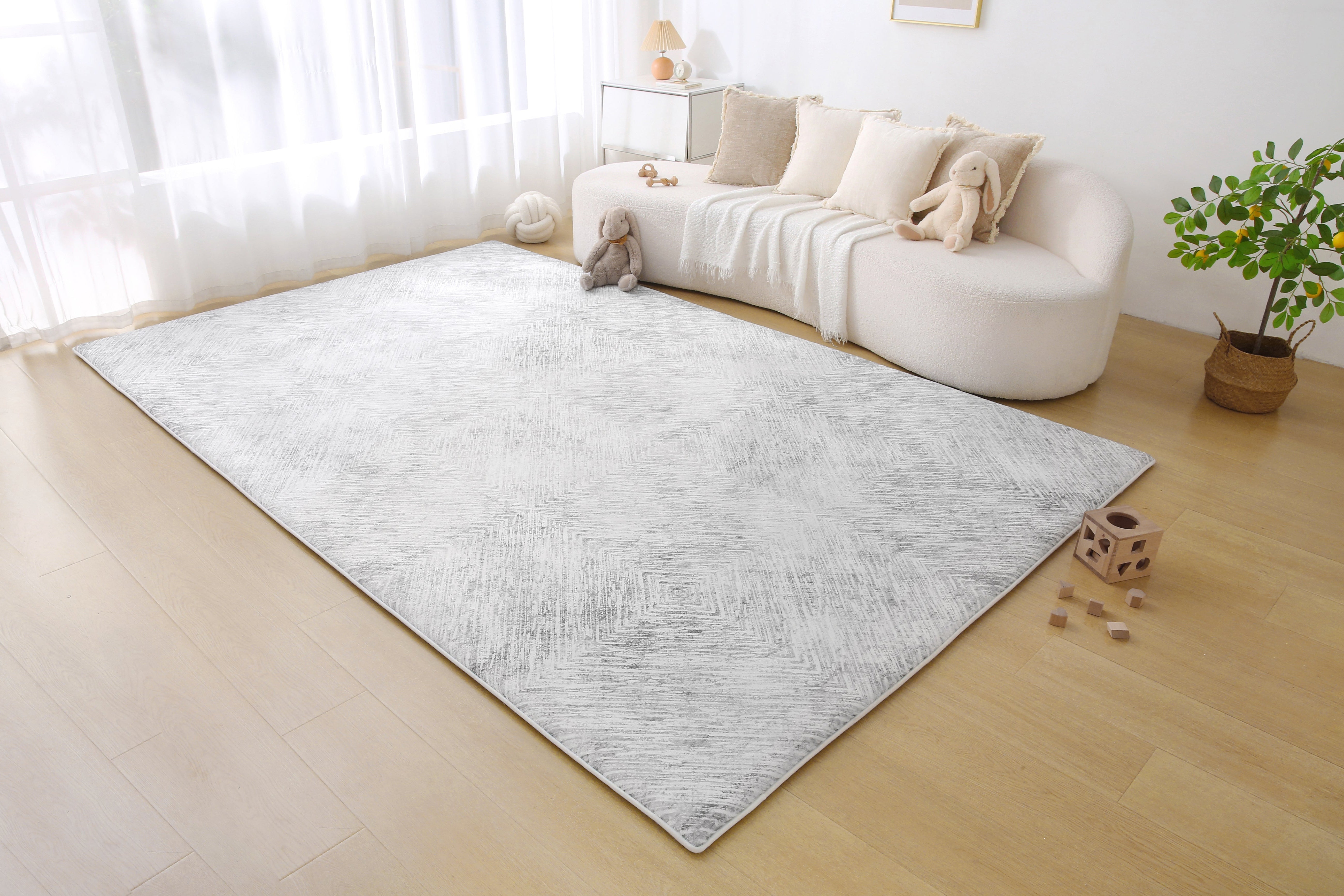 Plush Play Mat - Ikat Diamond - Stone Grey