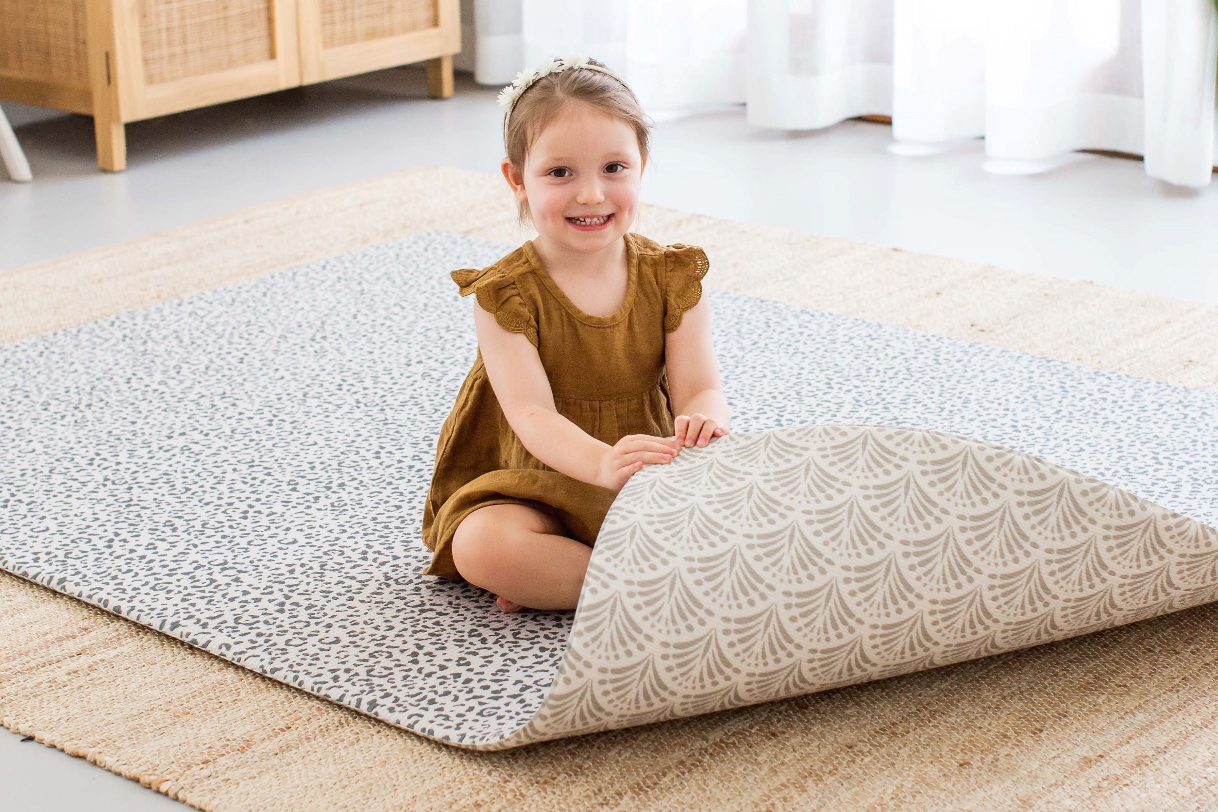 LARGE: Leopard / Neutral Scallops Play Mat